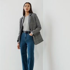 Everlane Italian Wool Oversized Blazer in Glen Plaid